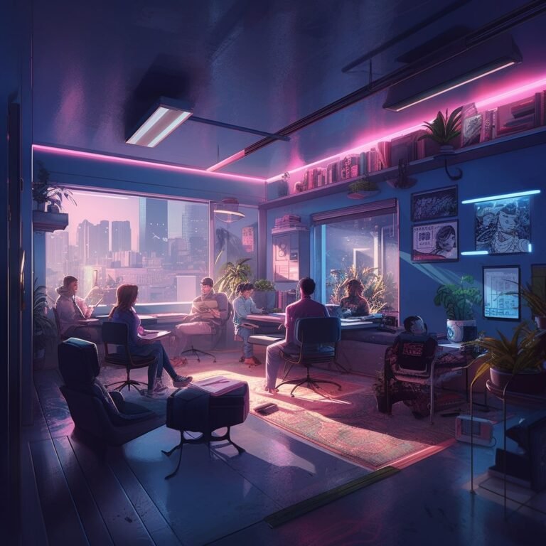 room_in_an_office_with_people_sitting_around