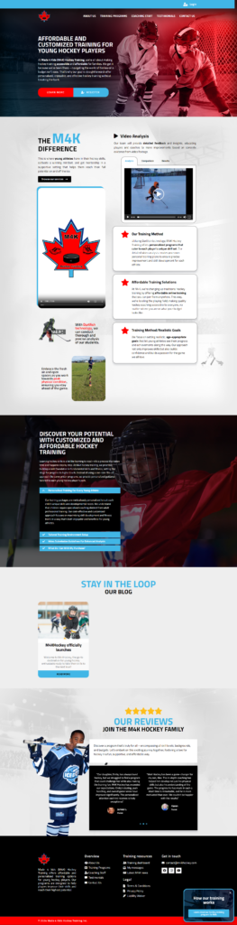 made 4 kids hockey website design