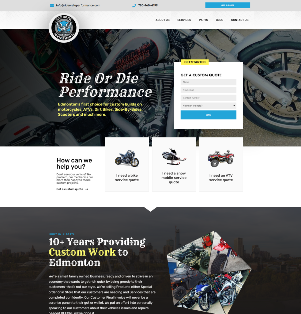 ride or die performance website design